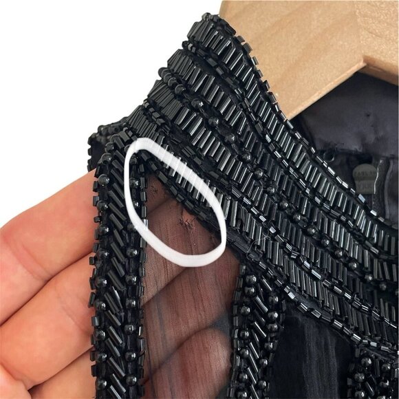 Laurence Kazar VTG Black Beaded Silk Evening Gown Dress Formal High Neck Size PS - Picture 13 of 16